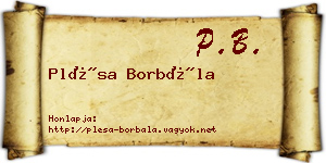 Plésa Borbála névjegykártya